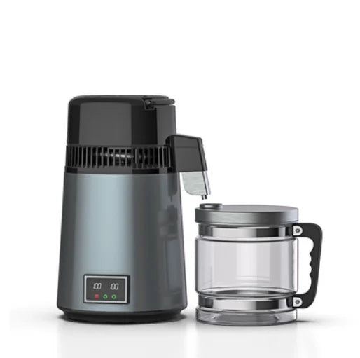 Water Distiller W/ Glass Container;750W,1.1Gal/4L Capacity;Distill Water up to 0.26Gal/1L per Hour and About 6Gal/23L per Day(Du