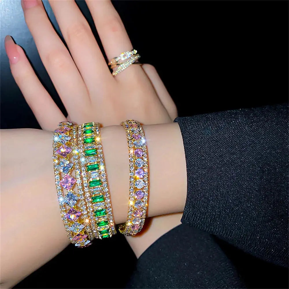 Stainless Steel Tennis Bracelets For Women Adjustable AAA Cubic Zirconia Crystal Choker Bead Chain Pendant Necklace Fine Jewelry Smart_Life_Tech