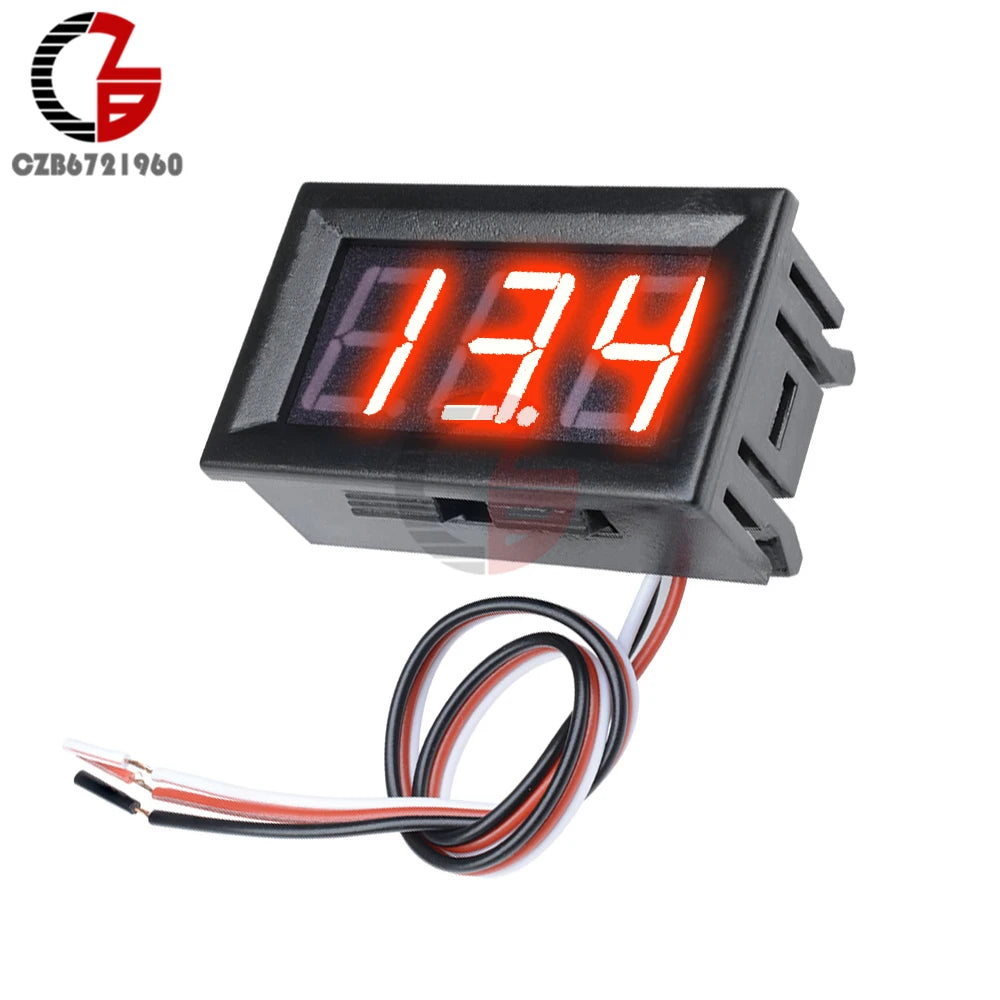 2 3 Wires 0.56" LED Digital Voltmeter Voltage Meter Car Motorcycle Volt Tester Detector DC 12V Capacity Monitor Red Green Blue