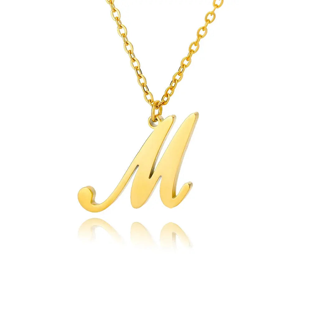 Dainty Initial Letter Necklaces For Women Gold Color Minimalist  Stainless Steel Initial Necklace Femme Wedding Jewelry Gift Smart_Life_Tech