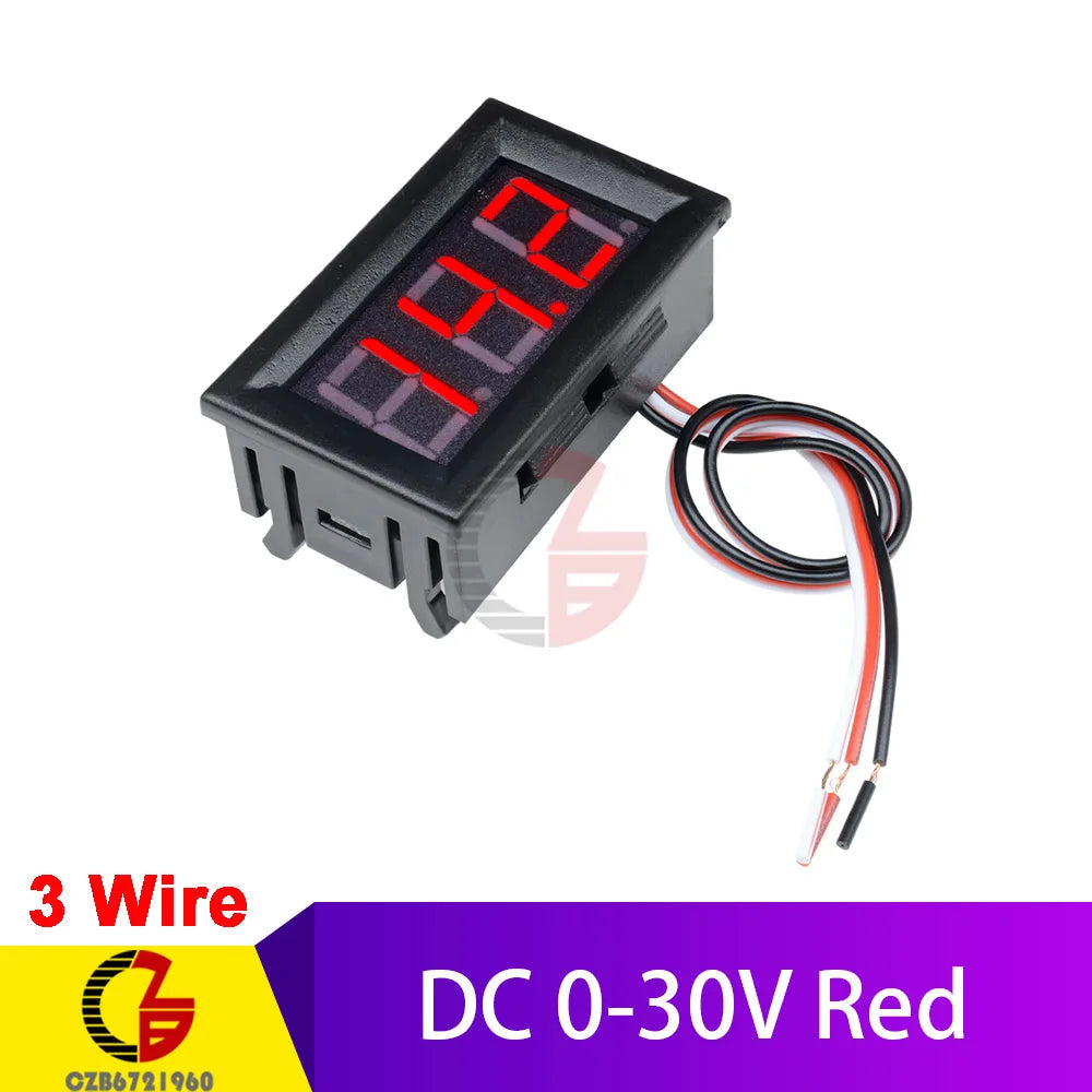 2 3 Wires 0.56" LED Digital Voltmeter Voltage Meter Car Motorcycle Volt Tester Detector DC 12V Capacity Monitor Red Green Blue