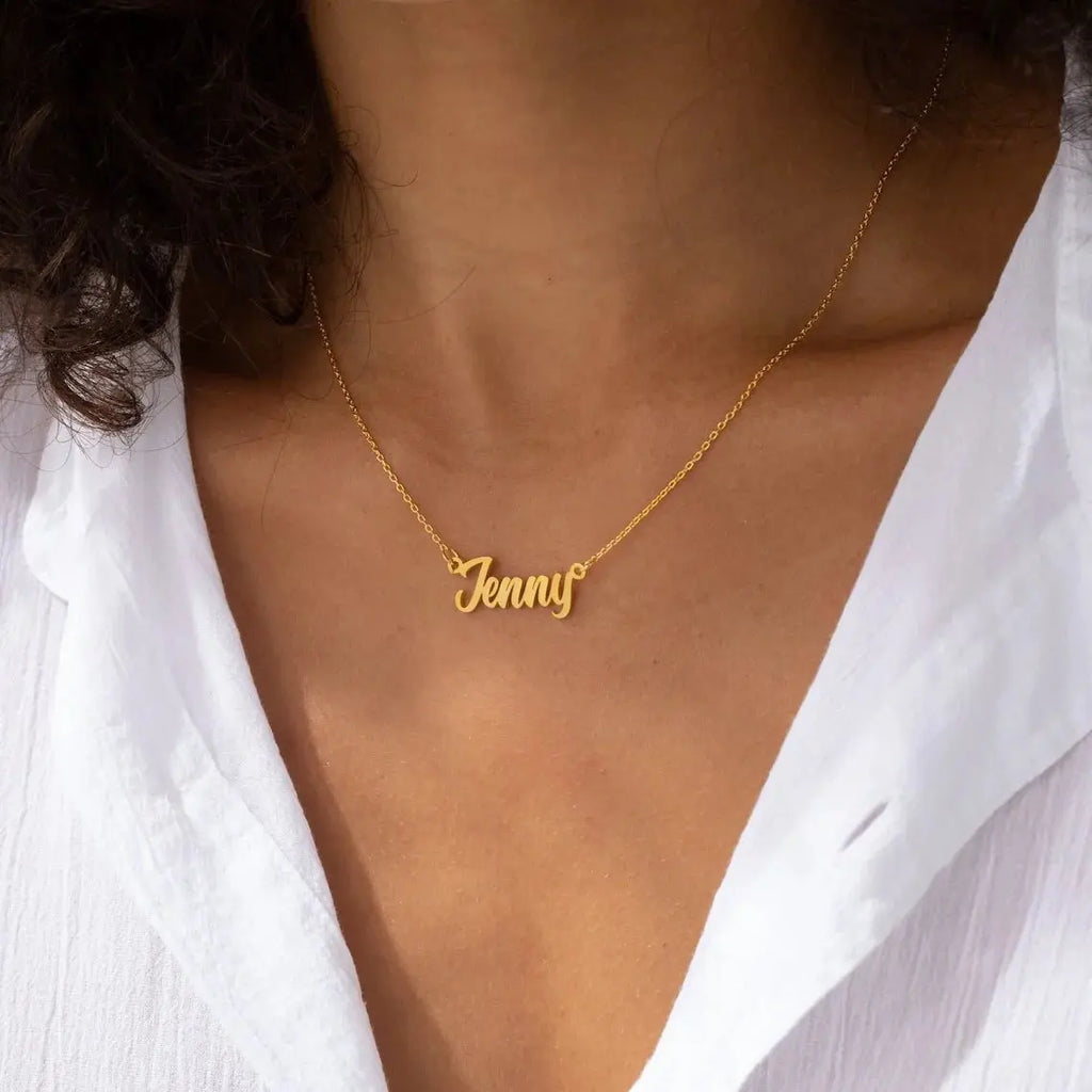 Custom Name Necklace for Women Personalised Cursive Letter Pendant Stainless Steel Jewelry Men Chain Choker Collar Personalizado Smart_Life_Tech