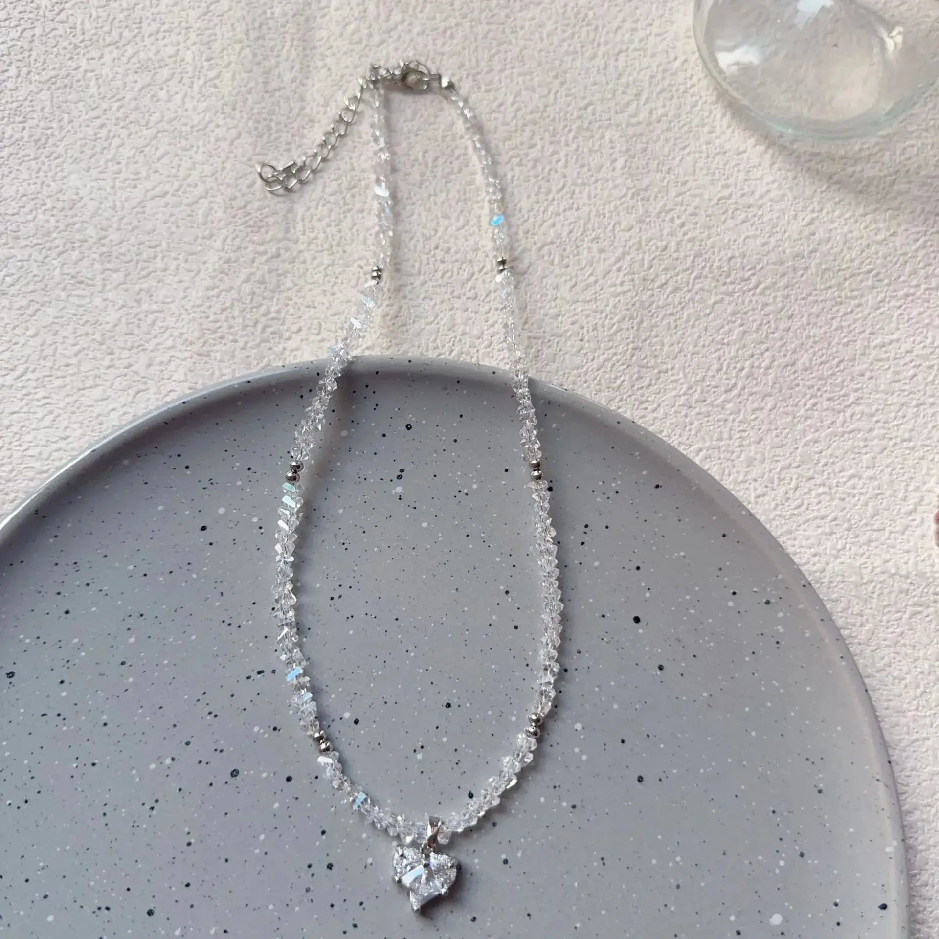 Vintage Zircon Crystal Heart Pendant Geometric Baroque Transparent Crystal Chain Necklace for Women Choker Party Jewelry N478 Smart_Life_Tech