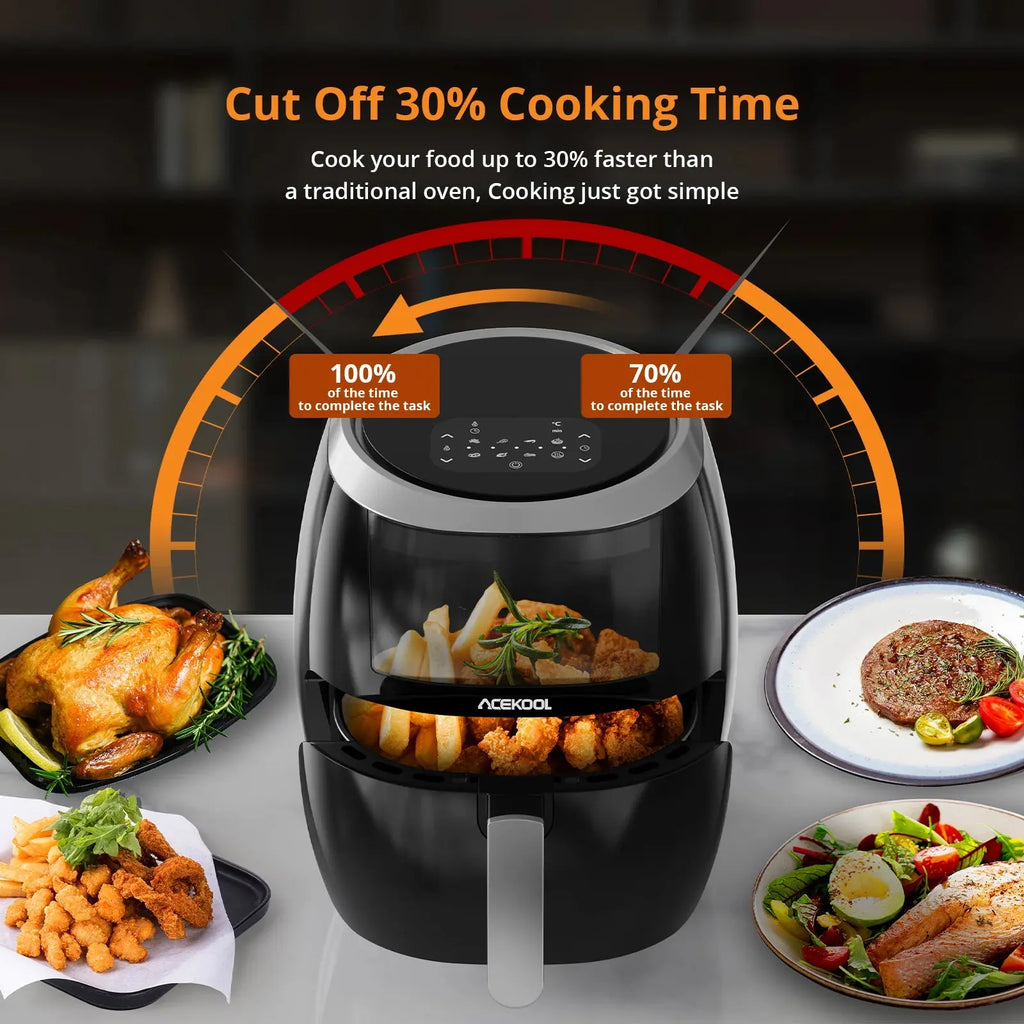 Air Fryer Oven Digital Large 7.7L Rapid Air Circulation,Air Fryers With Touch Screen Viewable Window Dishwasher Safe Accessories Smart_Life_Tech