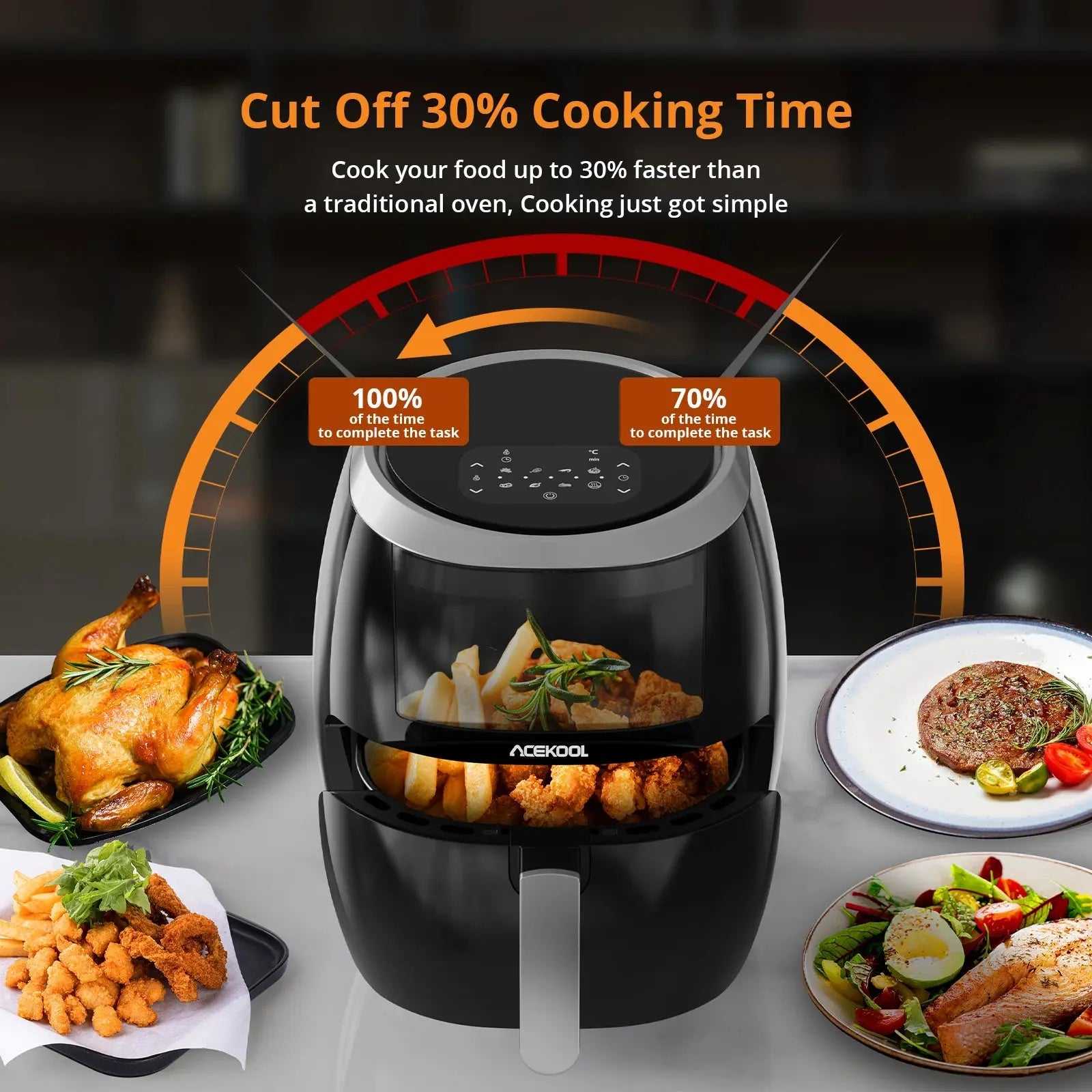 Air Fryer Oven Digital Large 7.7L Rapid Air Circulation,Air Fryers With Touch Screen Viewable Window Dishwasher Safe Accessories Smart_Life_Tech