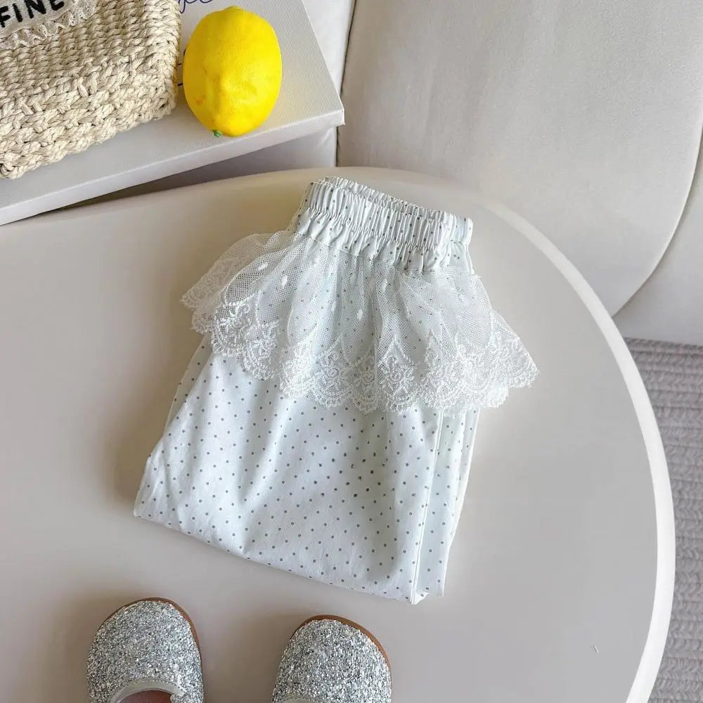 Korean Version New 2026 Summer  Children's and Girl's Clothing 2-7 Years Old  Fashion Versatile Lace Pants