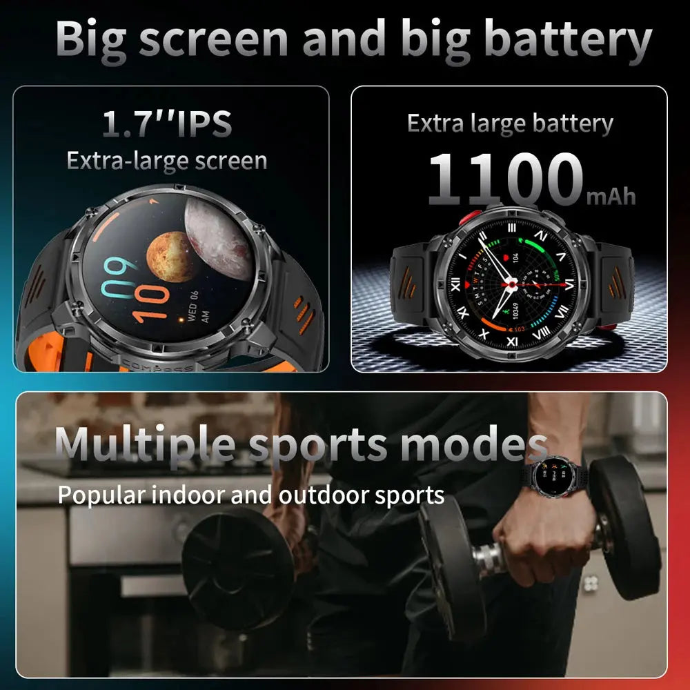 2026 New Military T-Rex3 Ultra 1100mAh Battery Smart Watch 5 ATM Waterproof Compass GPS Sports tracker Outdoors Smartwatches Smart_Life_Tech
