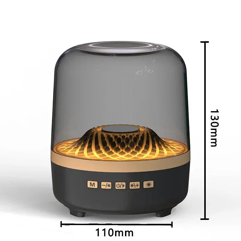 Hot-selling High-quality RGB Lighted Wireless Bluetooth Speaker with Black Gold Color and Glass Crystal Design for Desktop Smart_Life_Tech