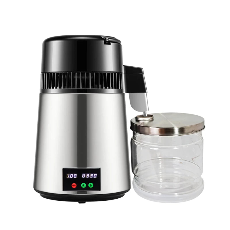 Water Distiller W/ Glass Container;750W,1.1Gal/4L Capacity;Distill Water up to 0.26Gal/1L per Hour and About 6Gal/23L per Day(Du
