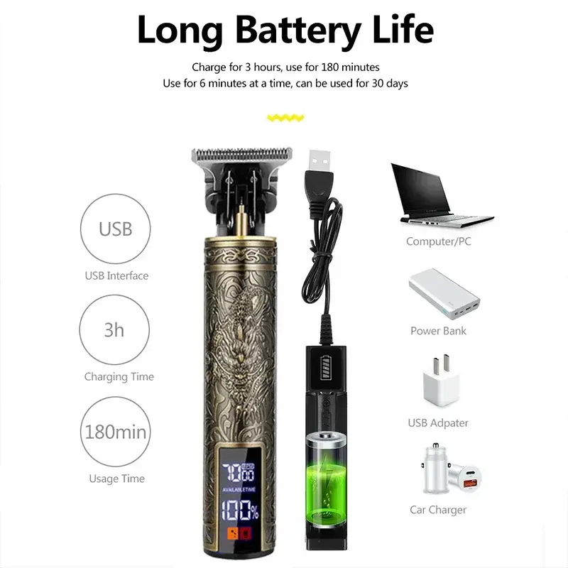 New！T9 Electric Hair Trimmer/Accessories | USB Professional Shaver | 0mm Bald Fade Cutting Machine Portable for Men Home Haircut Smart_Life_Tech