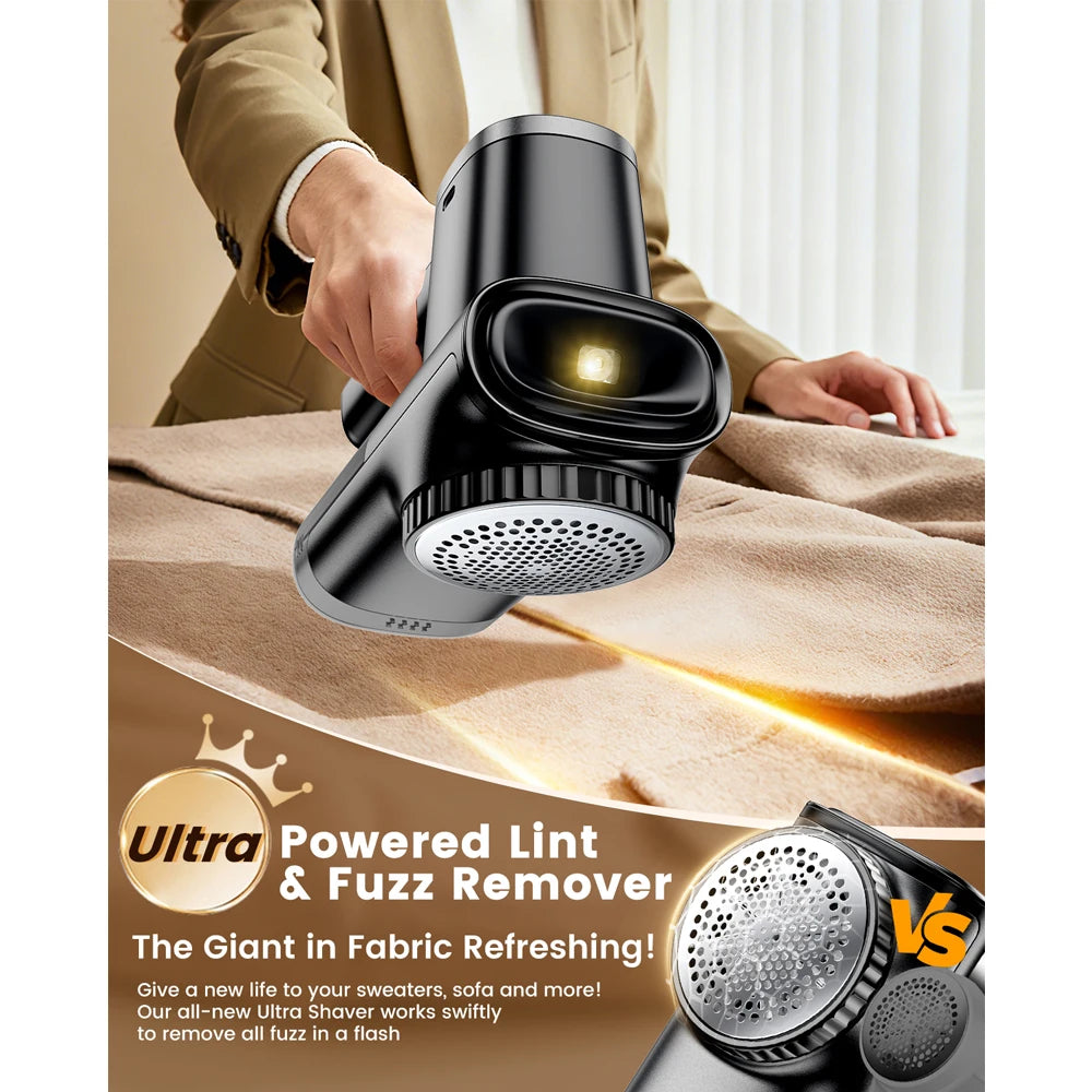 Rechargeable Lint Remover 3 Speeds Fabric Shaver with LED Display 6-Leaf Blades Sweater Shavers for Clothing and Furniture