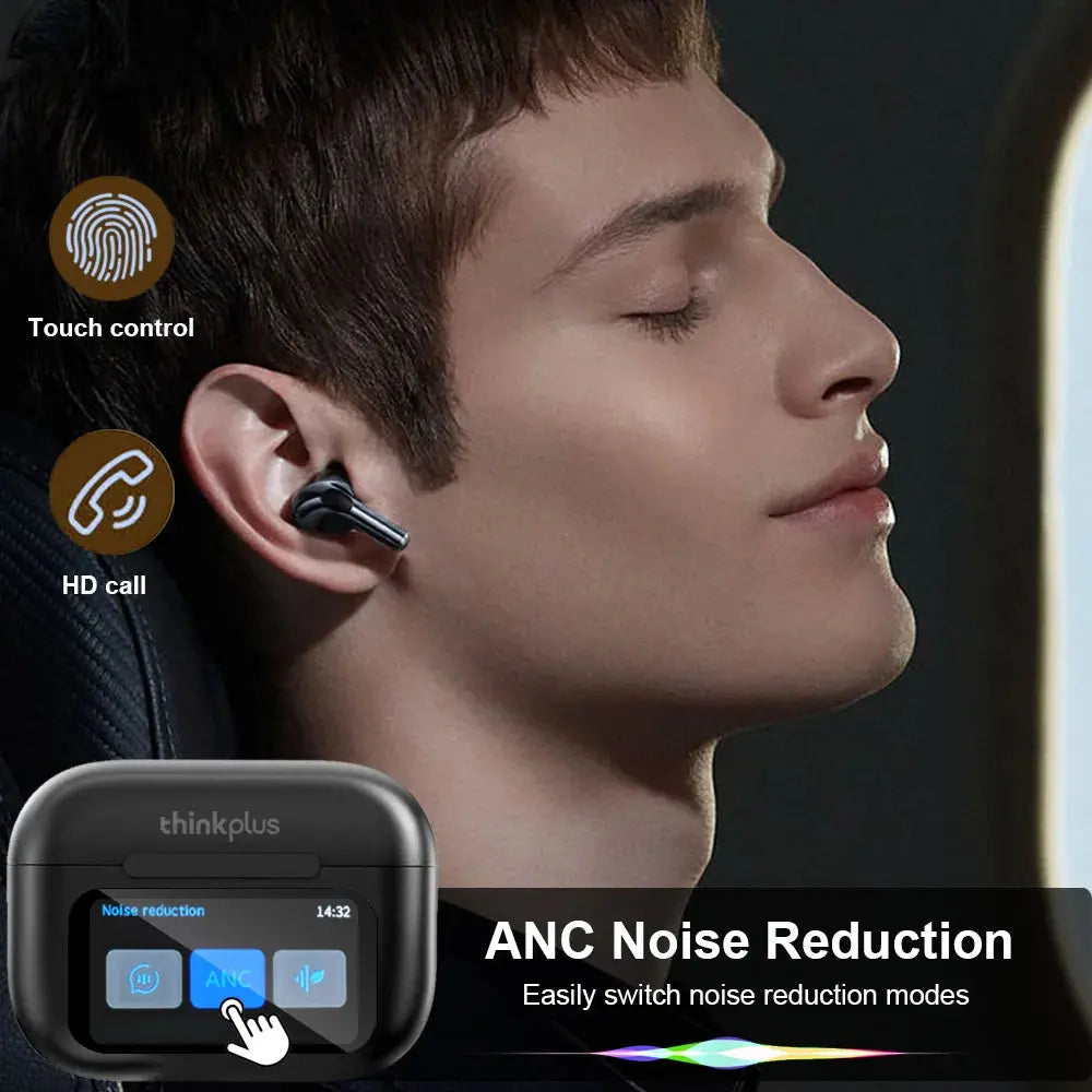 Original Thinkplus Wireless Bluetooth Earphones ANC Noise Reduction Earbuds HD Mic Call Gamer Headsets LED Touch Screen Control Smart_Life_Tech