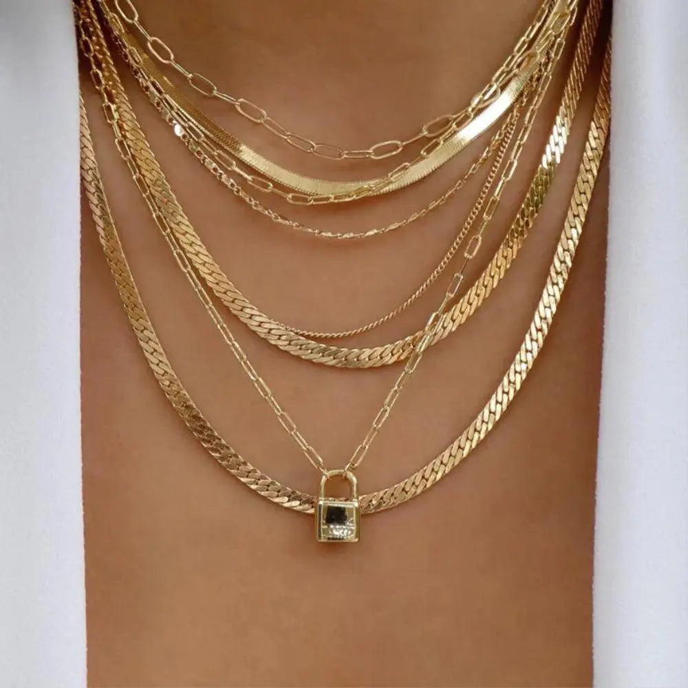 Vintage New Gold Color Multiple Styles Necklace For Women Boho Trendy Multi-Layer Crystal Pendant Necklaces Set Jewelry Gifts Smart_Life_Tech