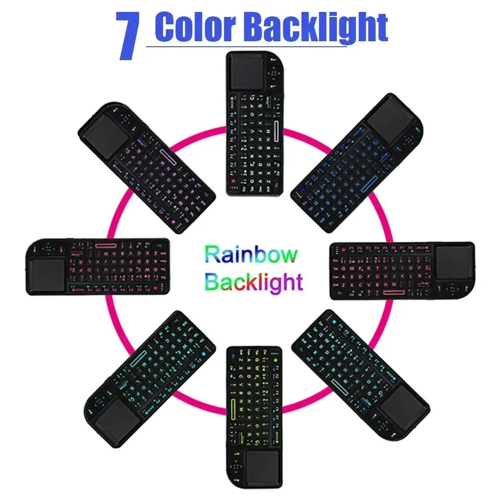 A8 Mini Wireless Keyboard 2.4G 7 Color Backlit 3 in1 Handheld Keyboard with Touchpad Air Mouse for Android TV Box PC Tablet Smart_Life_Tech