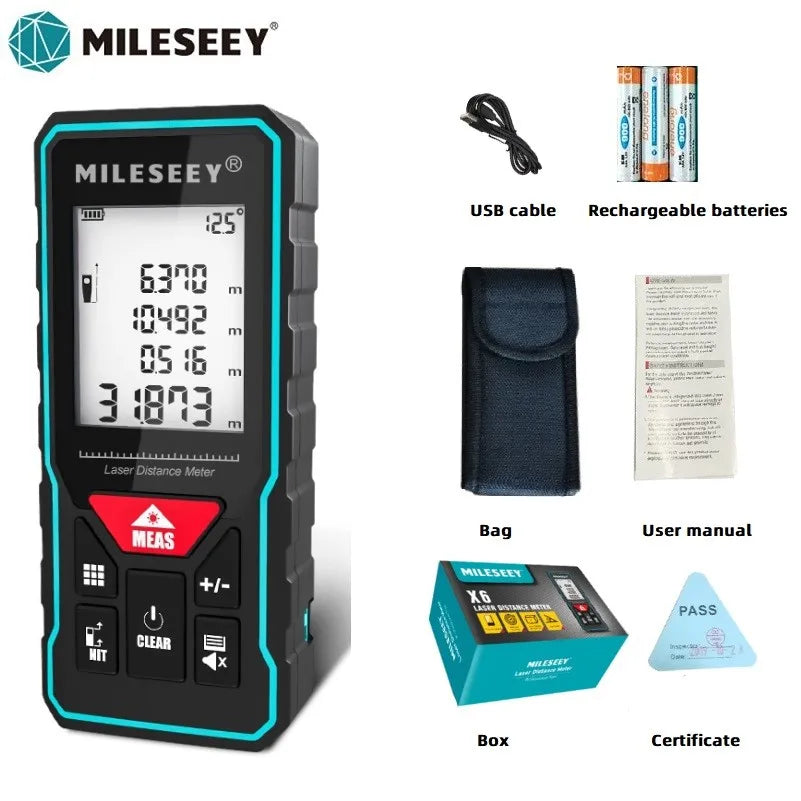 Mileseey MINI Laser Distance Meter X5 X6 Rangefinder Finder Handheld Trenas Measure Accurate Angle Calculate For Construction