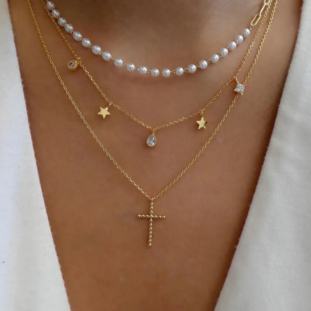 Vintage New Gold Color Multiple Styles Necklace For Women Boho Trendy Multi-Layer Crystal Pendant Necklaces Set Jewelry Gifts Smart_Life_Tech