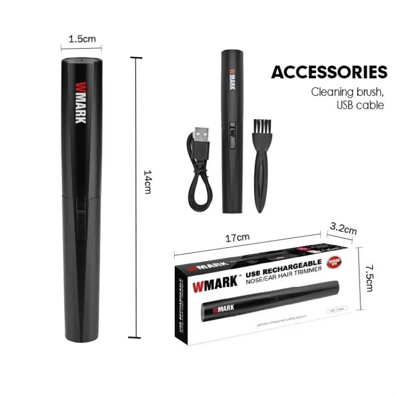 WMARK Nose Hair Trimmer Professional Ear Hair Trimmer Electric Eyebrow Waterproof 10000 RPM Mini Nose Trimmer for Man B81-NT003