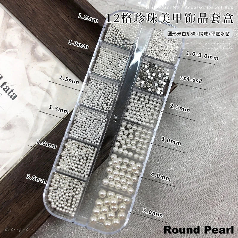 Ribbon Pearl Ball Nail Art Accessories Decorations Tools