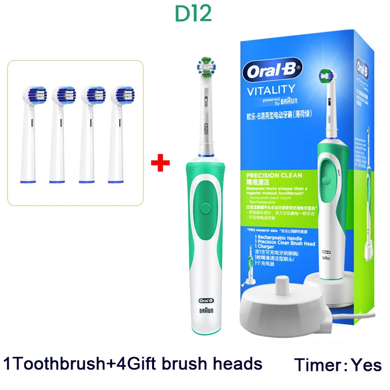Oral-B Electric Toothbrush Rotation Vibrate Clean 3D White Tooth Adult Electric Tooth Brush Rechargeable Replaceable Brush Heads