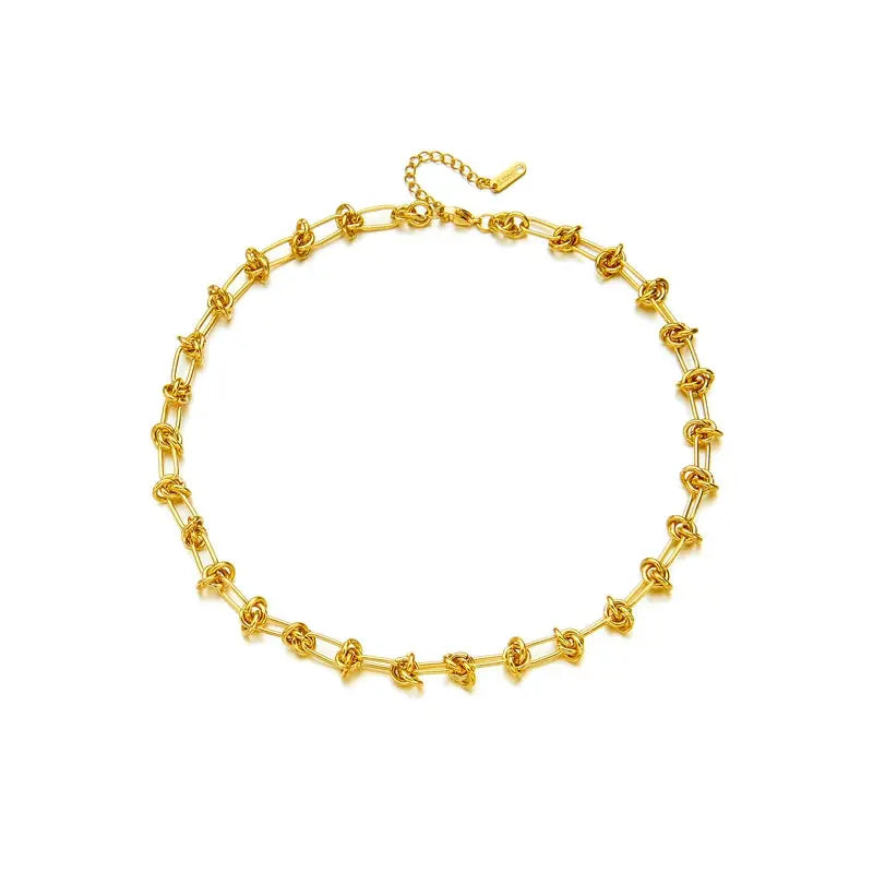 DIEYURO 316L Stainless Steel Gold Silver Color Twist Knot Necklace Bracelets For Womens Girl New Fashion Non-fading Jewelry Set Smart_Life_Tech