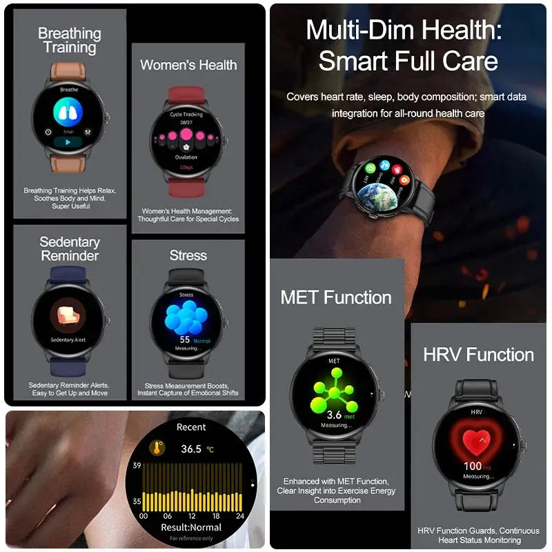 2026 New physical health Analysis Uric Acid Smart Watch Body Fat ECG+PPG BP Blood Oxygen HD Clock BT Call Smart Watch Men Women Smart_Life_Tech