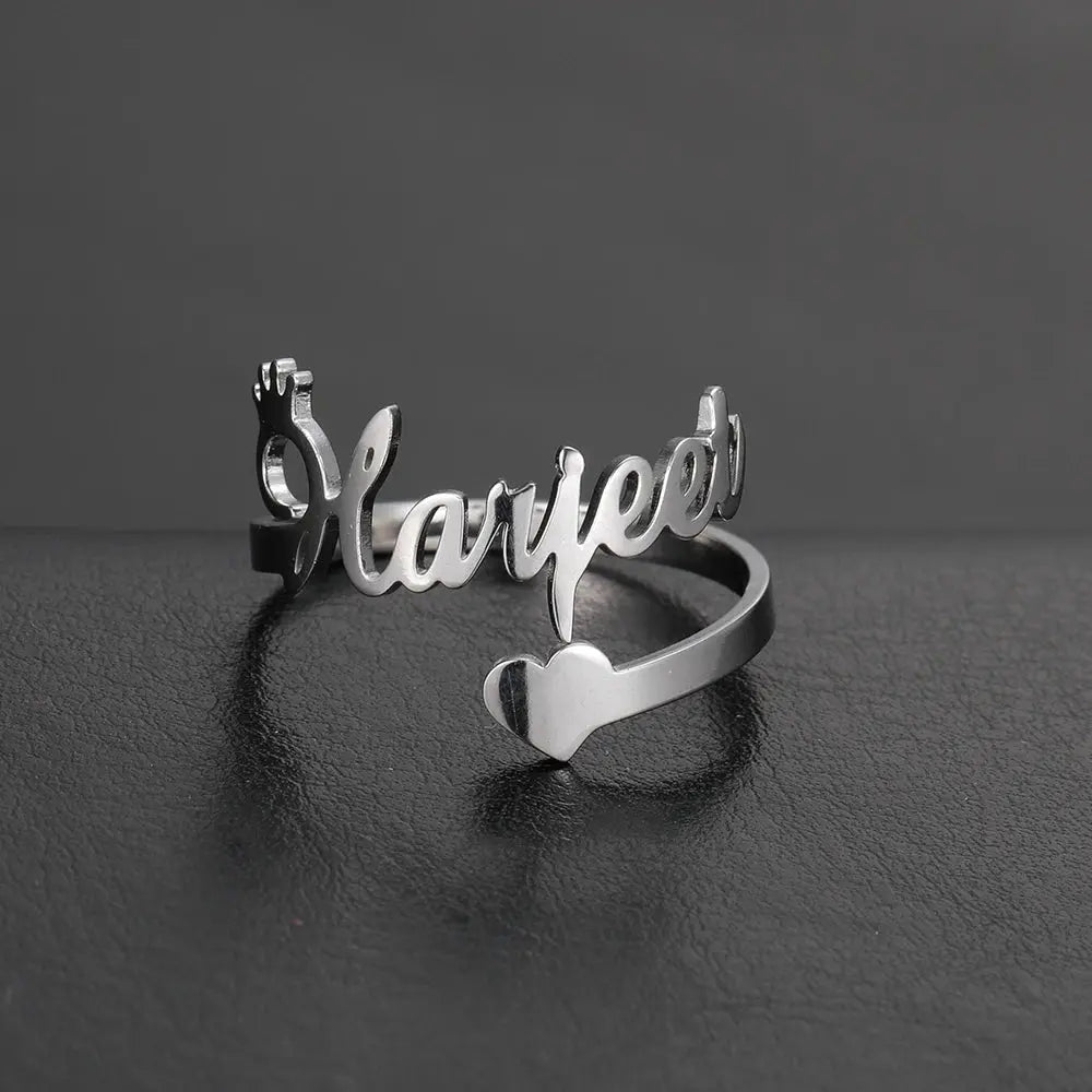 Custom Double First Name Finger Ring For Women Men Personalized Couple Family Gift Gold Color Stainless Steel Metal Jewelry Smart_Life_Tech