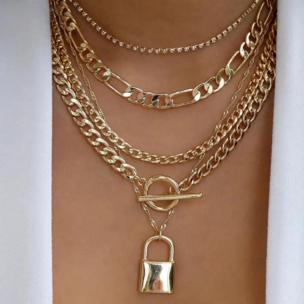 Vintage New Gold Color Multiple Styles Necklace For Women Boho Trendy Multi-Layer Crystal Pendant Necklaces Set Jewelry Gifts Smart_Life_Tech