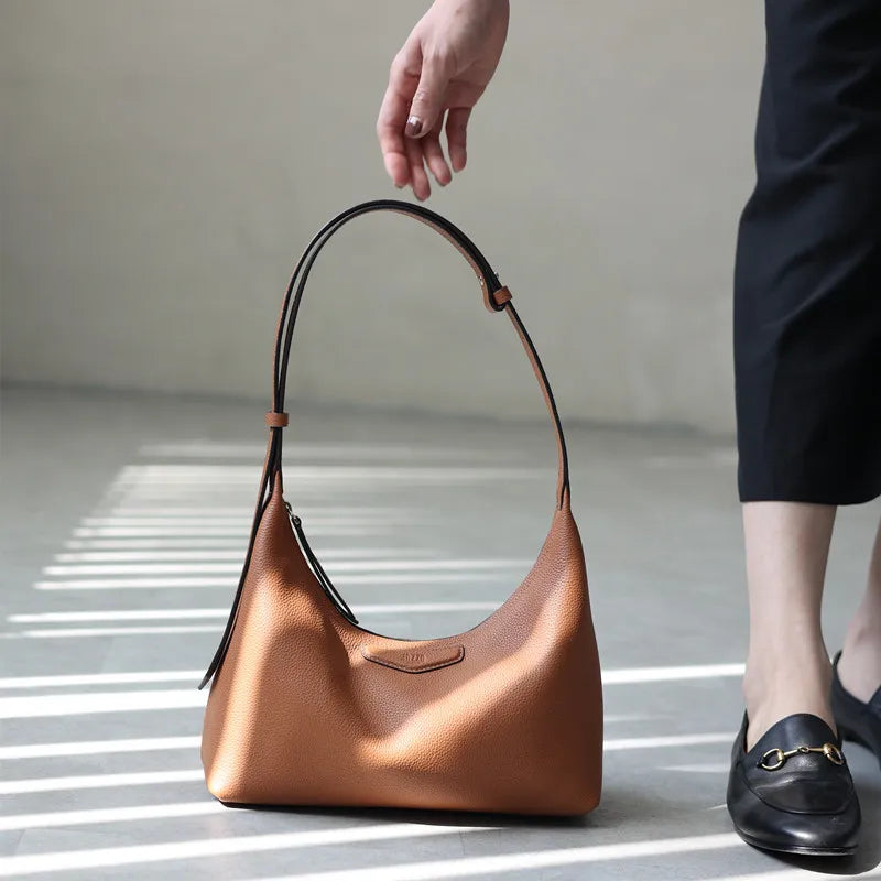 New Arrival Underarm Bag Women Genuine Leather Crossbody Bag Fashion Female Nylon Handbag Luxury Messenger Purses