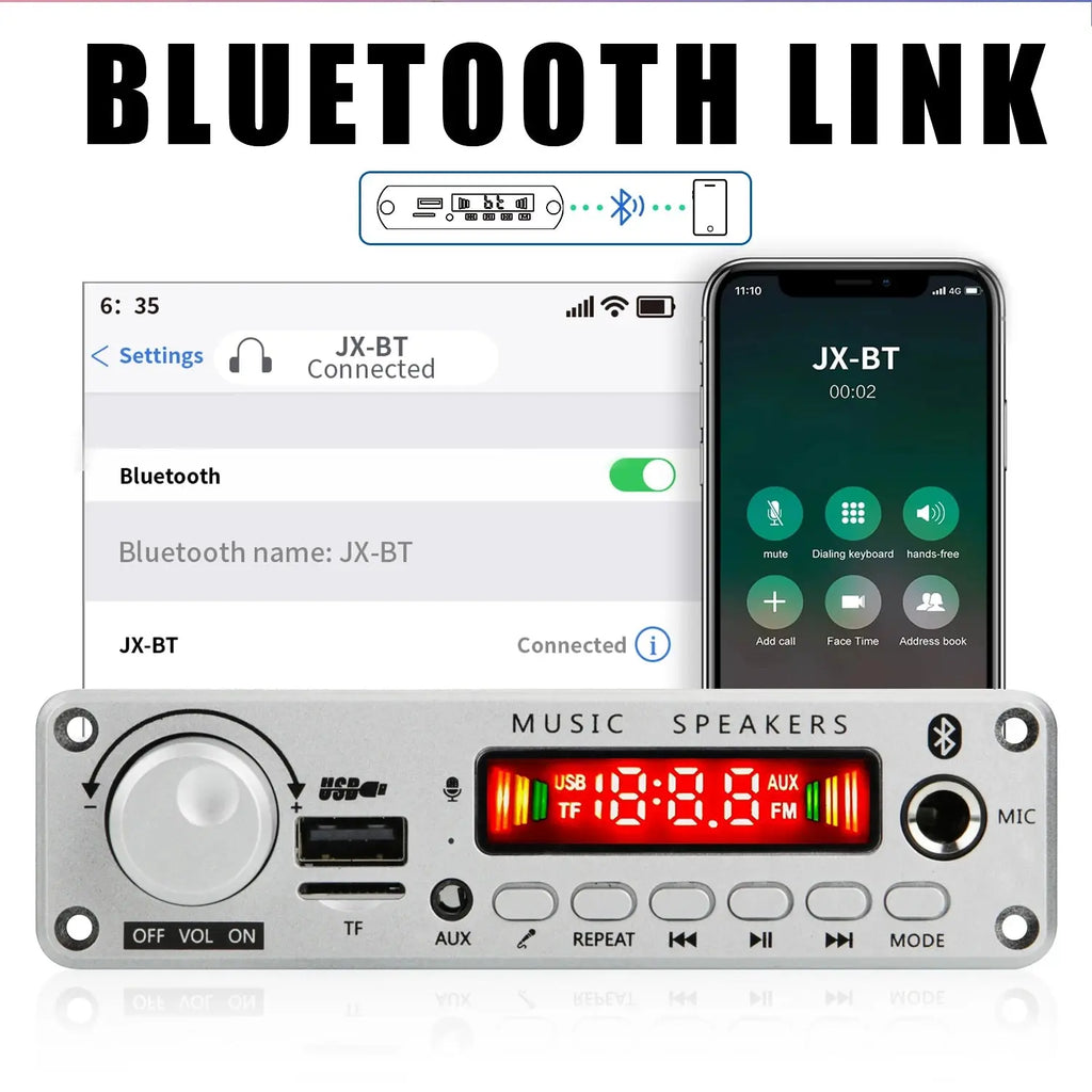 NEW 200W  Amplifier Bluetooth DIY MP3 WAV Decoder Board DC 12V 100W  Wireless Car USB MP3 Player TF Card Slot USB FM with Mic Smart_Life_Tech