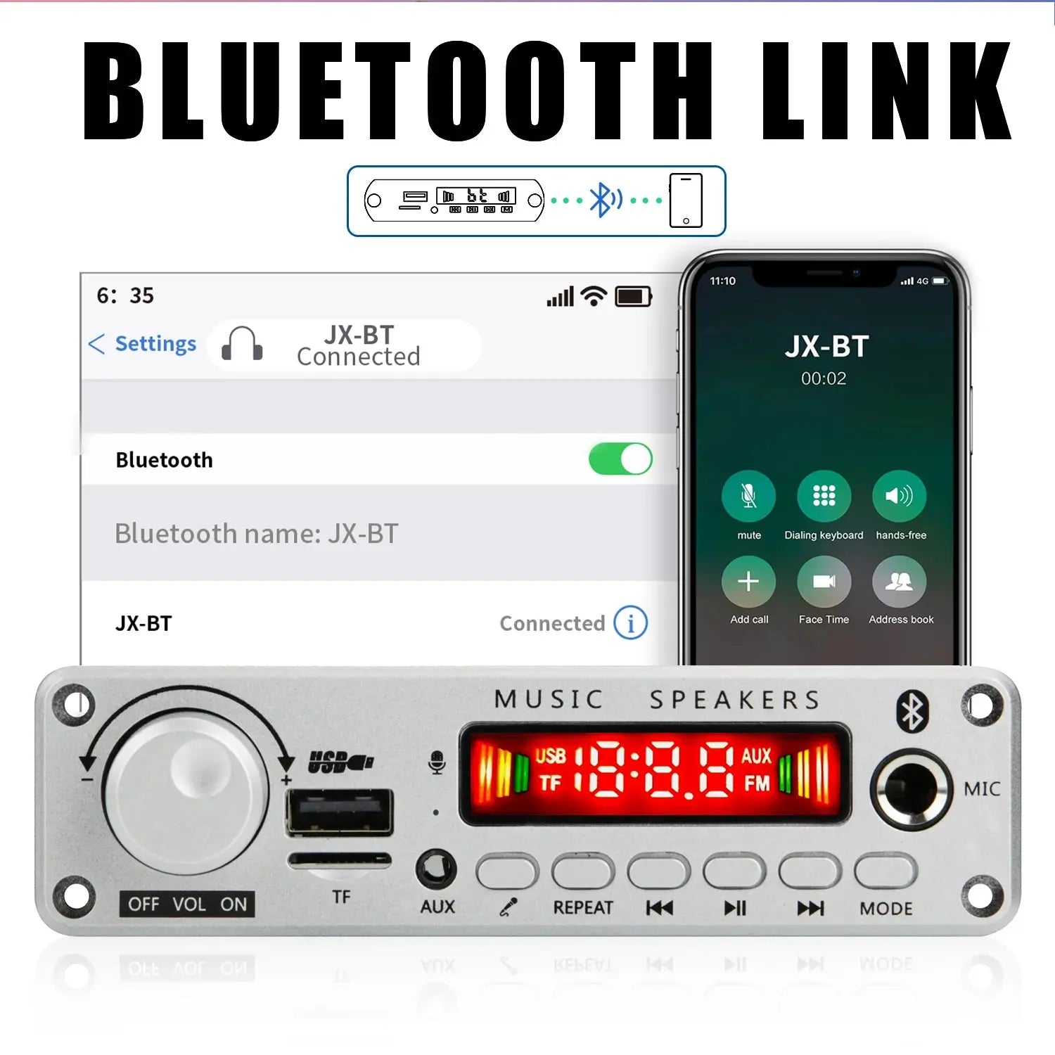 NEW 200W  Amplifier Bluetooth DIY MP3 WAV Decoder Board DC 12V 100W  Wireless Car USB MP3 Player TF Card Slot USB FM with Mic Smart_Life_Tech