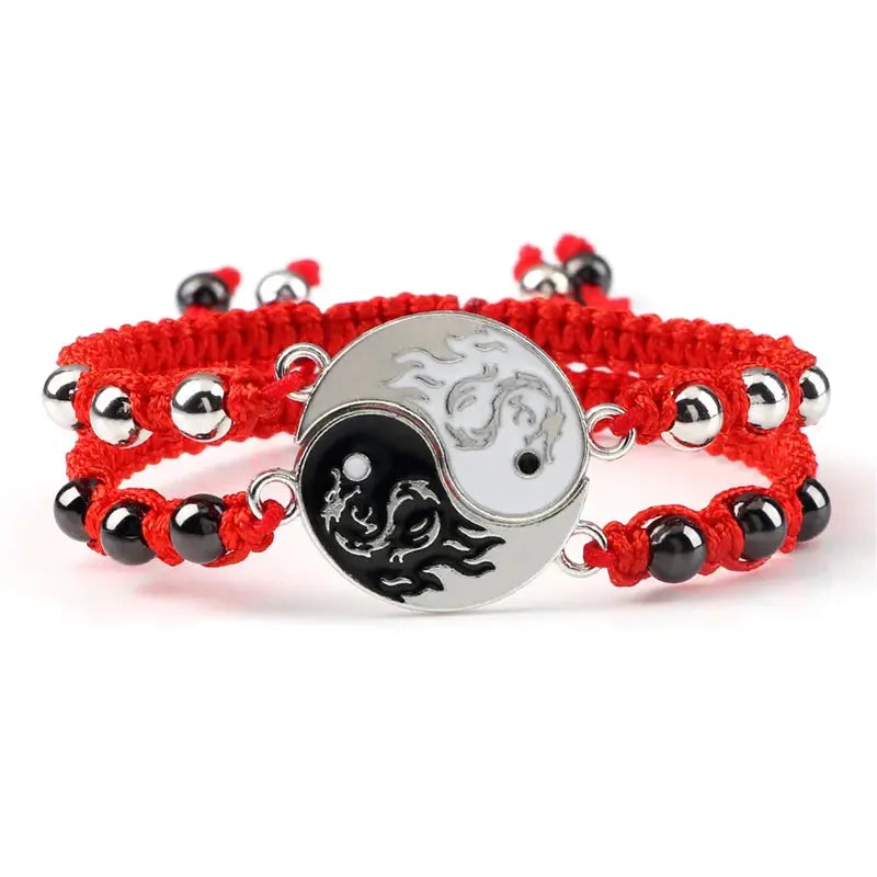 2Pcs/set Dragon Tai Chi Gossip Braided Bracelet for Women Men Best Friends Adjustable Yin Yang Bracelets Fashion Couple Jewelry Smart_Life_Tech