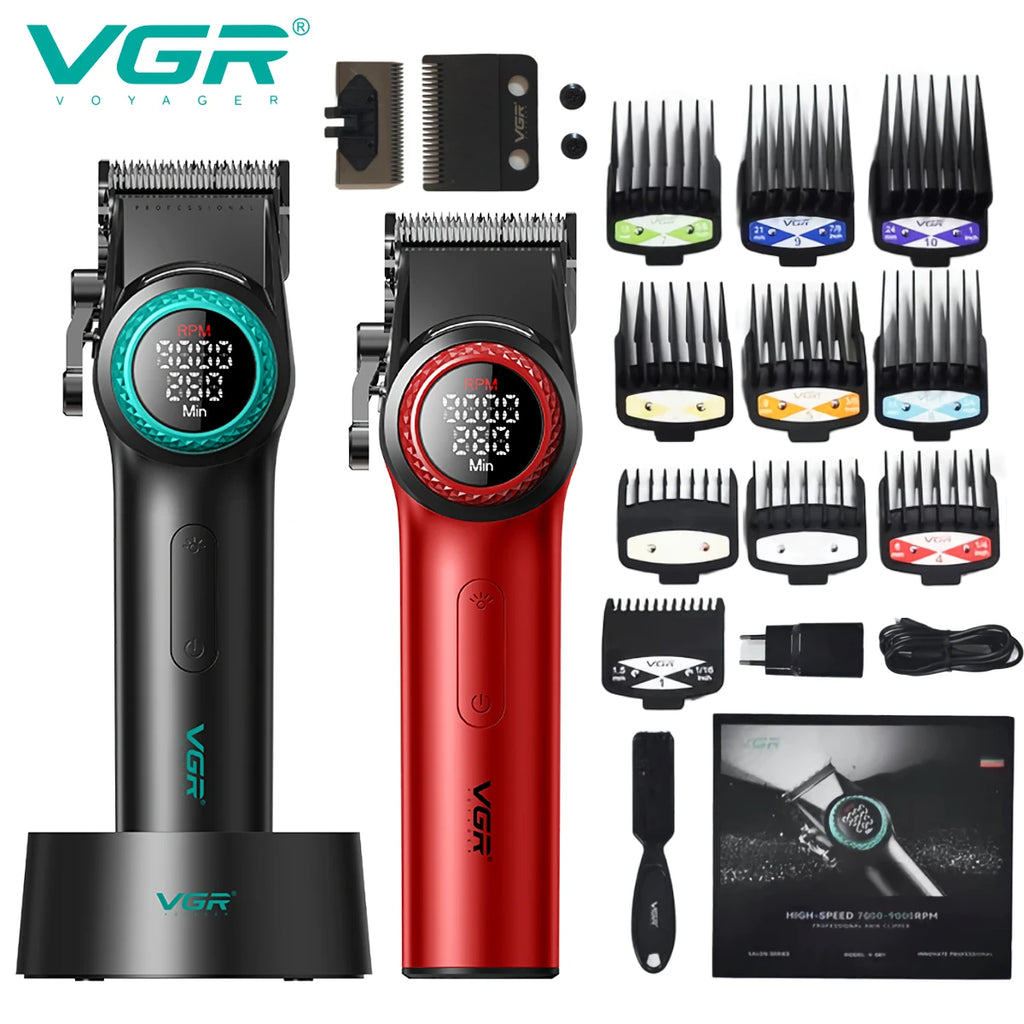 VGR 9000RPM Hair Clipper Professional Hair Trimmer Haircut Machine LED Display Adjustable Barber Hair Clipper for Men V-001 977