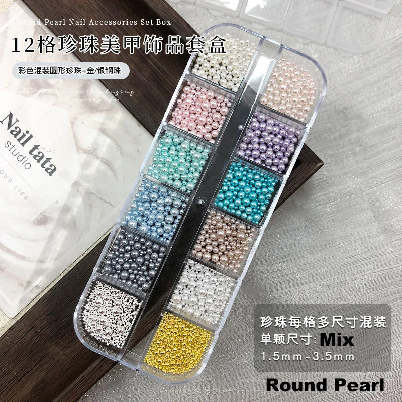 Ribbon Pearl Ball Nail Art Accessories Decorations Tools