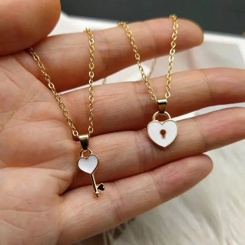 2PCS Luminous Hexagonal Column Couple Magnetic Necklace for Women Romantic Natural Stone Geometric Pendant Astronaut Necklace Smart_Life_Tech