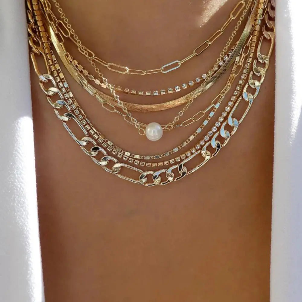 Vintage New Gold Color Multiple Styles Necklace For Women Boho Trendy Multi-Layer Crystal Pendant Necklaces Set Jewelry Gifts Smart_Life_Tech