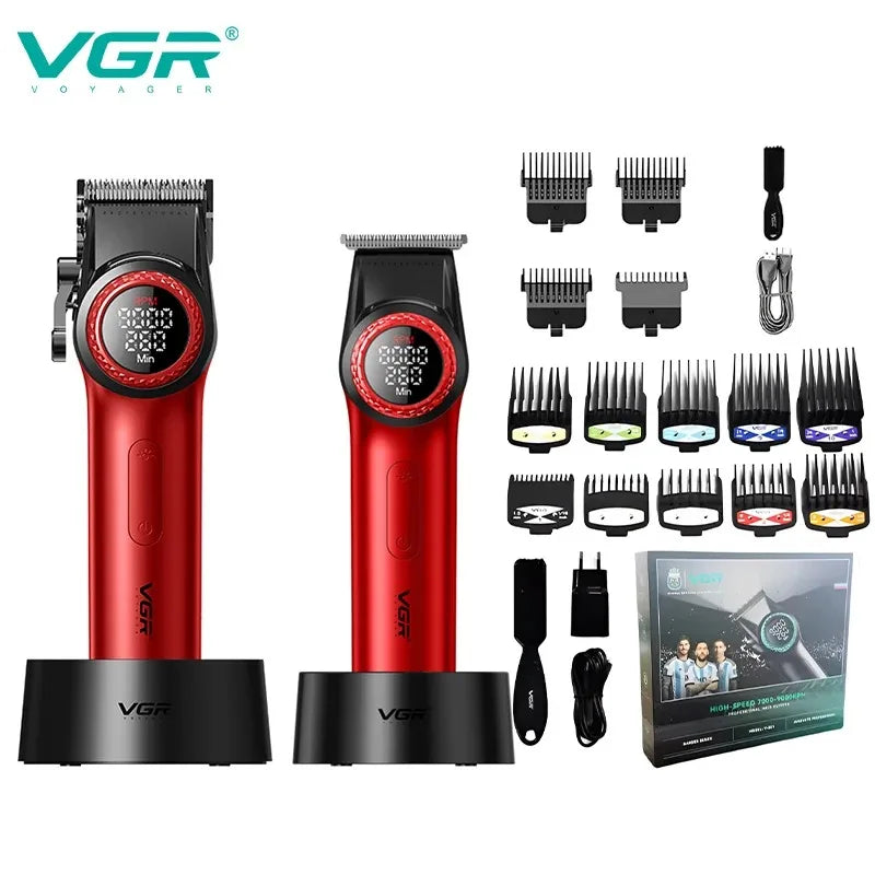 VGR 9000RPM Hair Clipper Professional Hair Trimmer Haircut Machine LED Display Adjustable Barber Hair Clipper for Men V-001 977