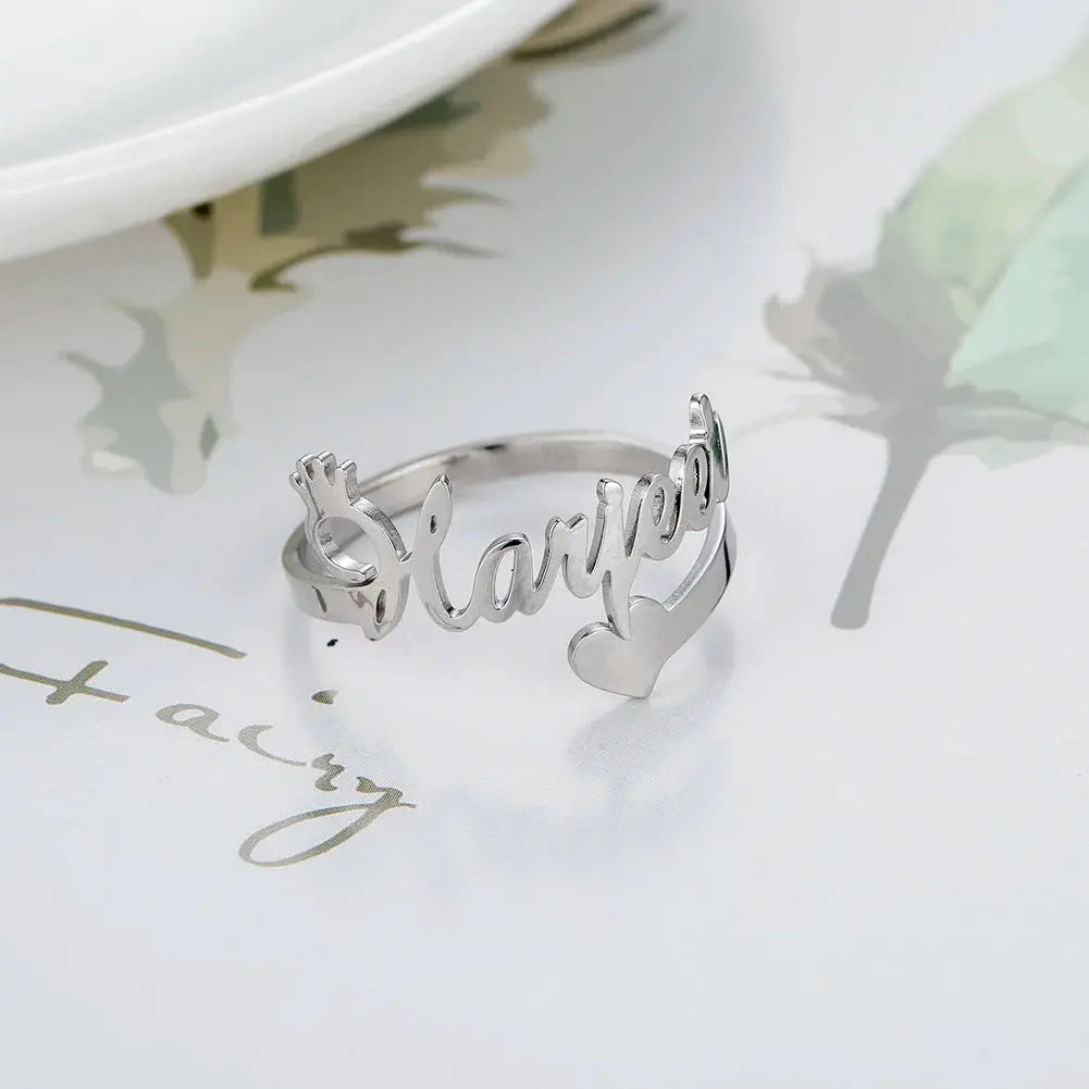 Custom Double First Name Finger Ring For Women Men Personalized Couple Family Gift Gold Color Stainless Steel Metal Jewelry Smart_Life_Tech
