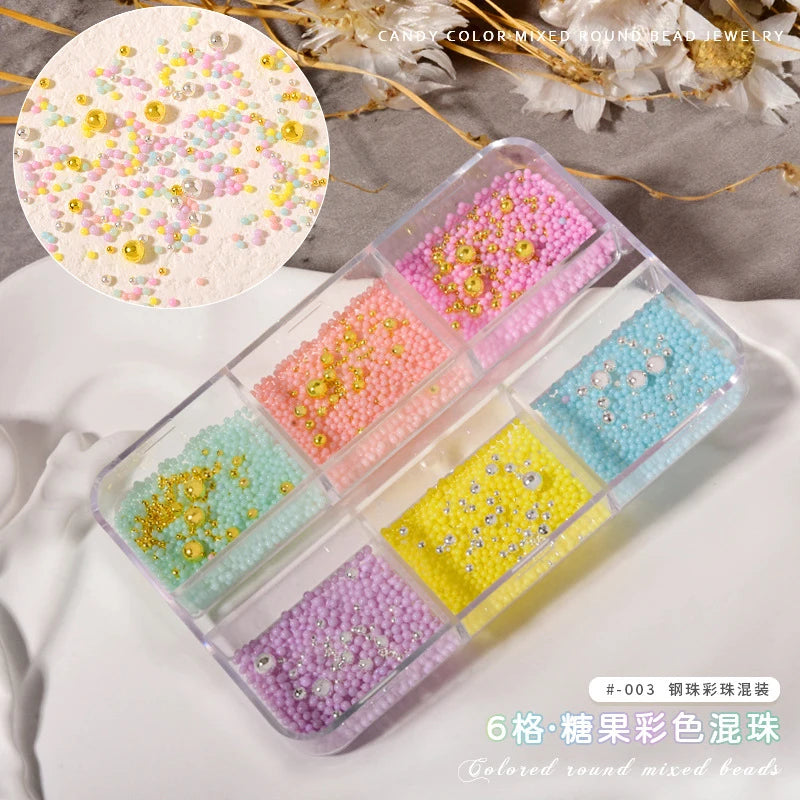 Ribbon Pearl Ball Nail Art Accessories Decorations Tools