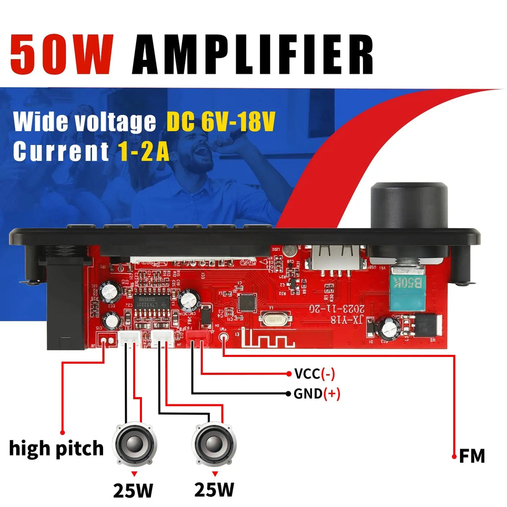 NEW 200W  Amplifier Bluetooth DIY MP3 WAV Decoder Board DC 12V 100W  Wireless Car USB MP3 Player TF Card Slot USB FM with Mic Smart_Life_Tech