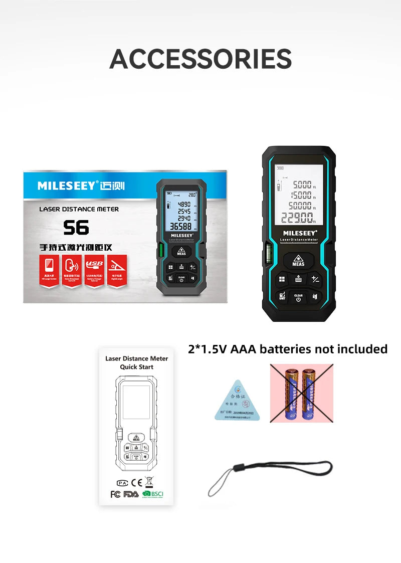 Mileseey X5 X6 S6 New Model Laser Rangefinder Tool Distance Measure Meter High Precision Instrument For Decorate House Kits