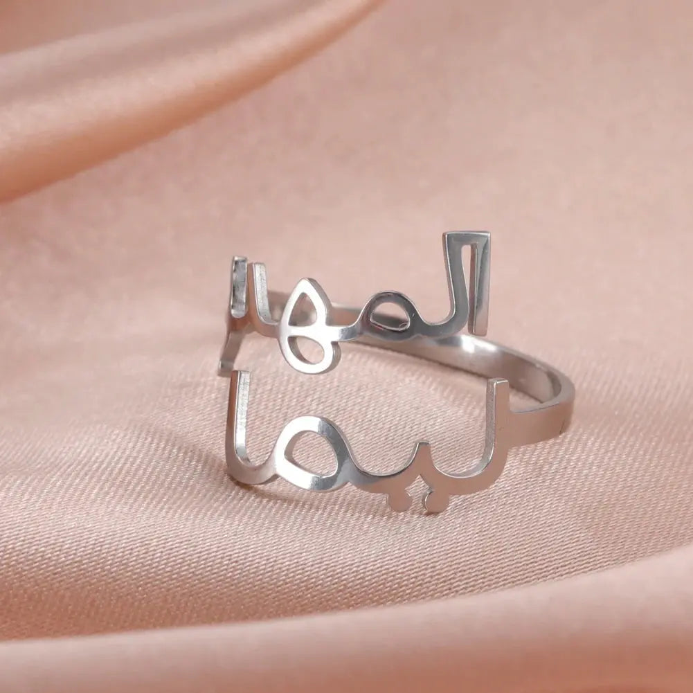 Custom Double First Name Finger Ring For Women Men Personalized Couple Family Gift Gold Color Stainless Steel Metal Jewelry Smart_Life_Tech
