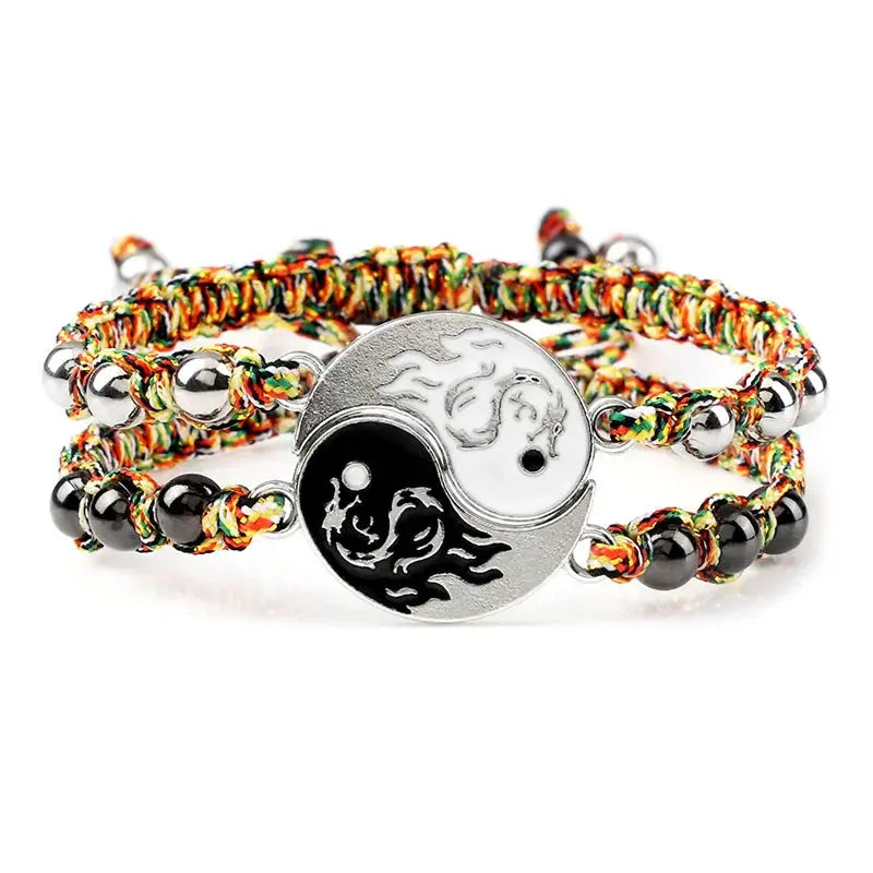 2Pcs/set Dragon Tai Chi Gossip Braided Bracelet for Women Men Best Friends Adjustable Yin Yang Bracelets Fashion Couple Jewelry Smart_Life_Tech