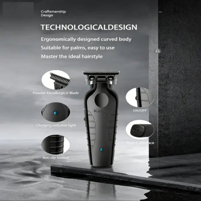 Kemei 2299 Barber Cordless Hair Trimmer 0mm Zero Gapped Carving Clipper Detailer Professional Electric Finish Cutting Machine