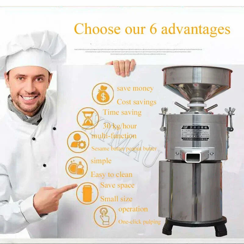 30kg Per Hour 1500W Sesame Sauce Grinder Peanut Butter Grinding Making Machine Tahini Colloid Mill Electric Grinder