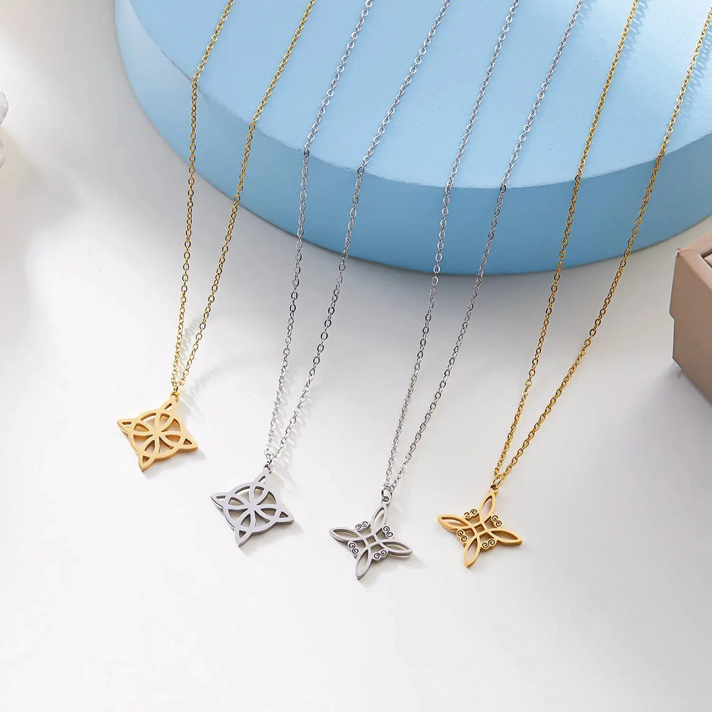 Skyrim Wicca Witchcraft Witch Knot Necklace Stainless Steel Necklaces Fashion Jewelry Gift For Women Girl Smart_Life_Tech