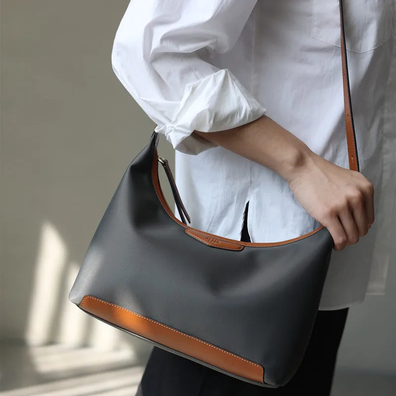 New Arrival Underarm Bag Women Genuine Leather Crossbody Bag Fashion Female Nylon Handbag Luxury Messenger Purses
