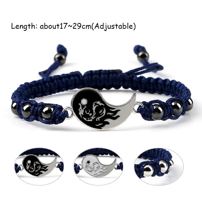 2Pcs/set Dragon Tai Chi Gossip Braided Bracelet for Women Men Best Friends Adjustable Yin Yang Bracelets Fashion Couple Jewelry Smart_Life_Tech