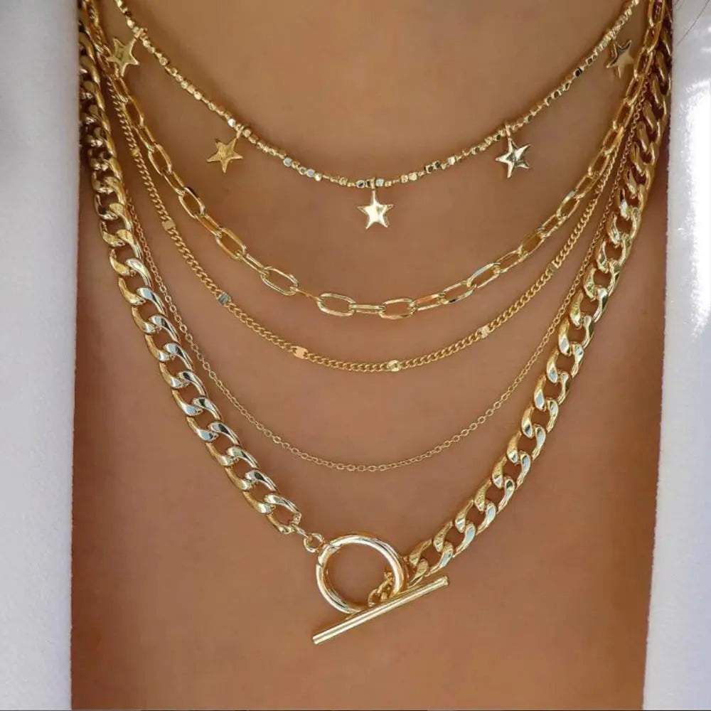 Vintage New Gold Color Multiple Styles Necklace For Women Boho Trendy Multi-Layer Crystal Pendant Necklaces Set Jewelry Gifts Smart_Life_Tech