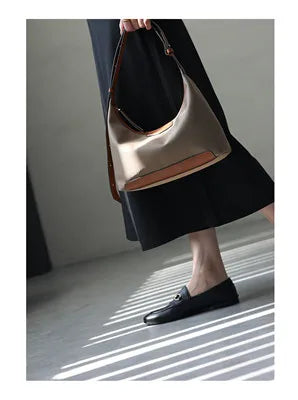 New Arrival Underarm Bag Women Genuine Leather Crossbody Bag Fashion Female Nylon Handbag Luxury Messenger Purses