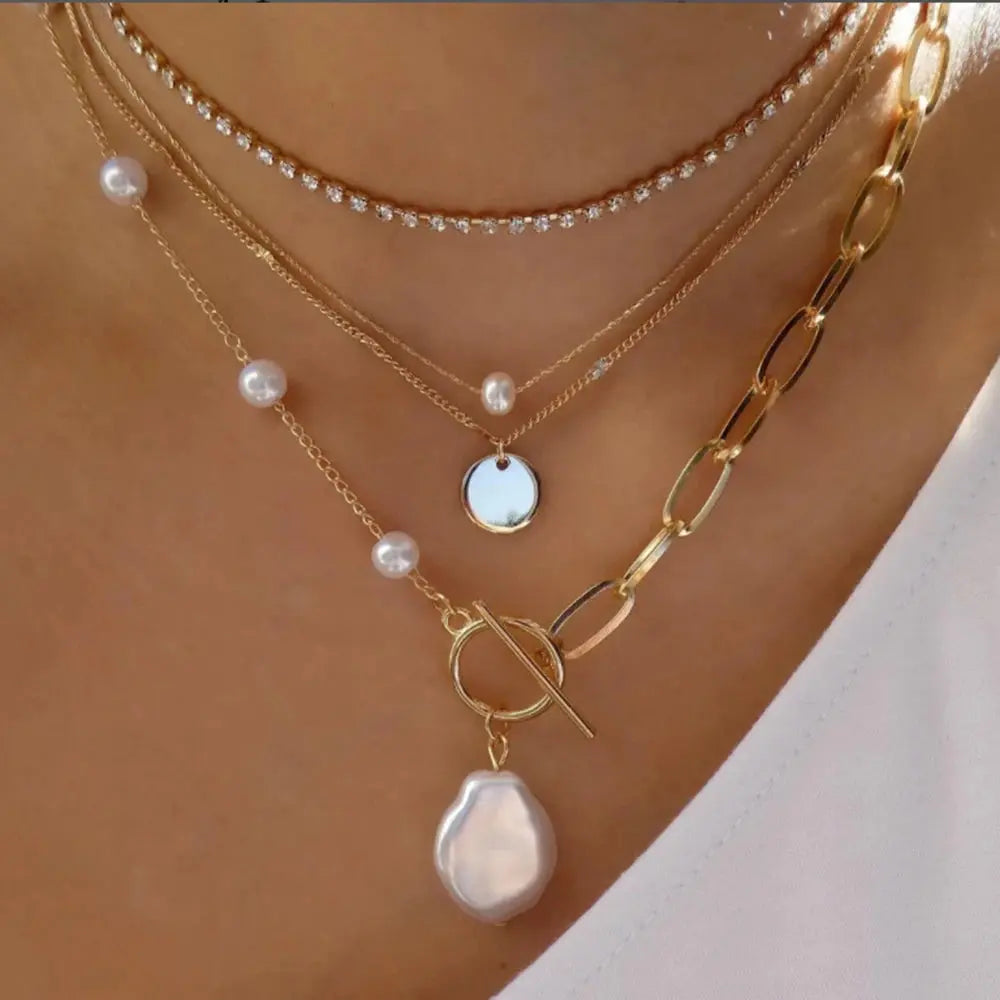 Vintage New Gold Color Multiple Styles Necklace For Women Boho Trendy Multi-Layer Crystal Pendant Necklaces Set Jewelry Gifts Smart_Life_Tech